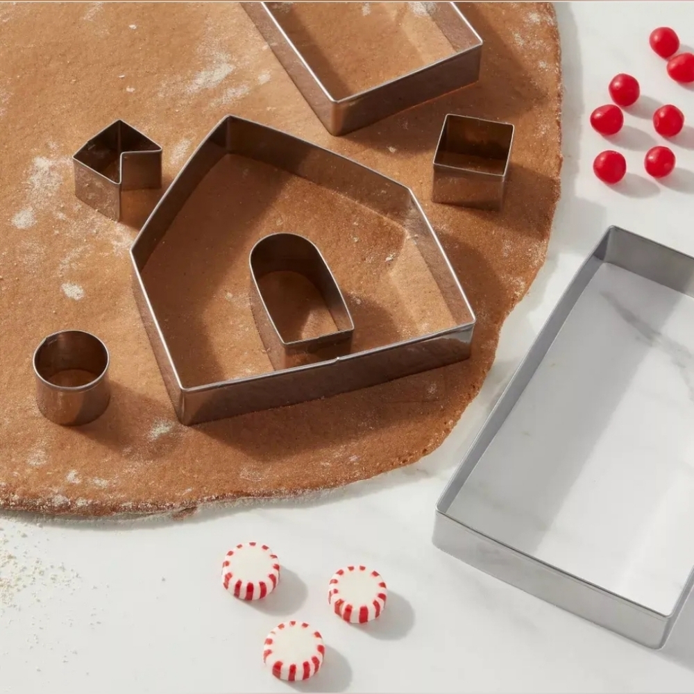 7pc Stainless Steel Gingerbread House Cookie Cutter Set Kit